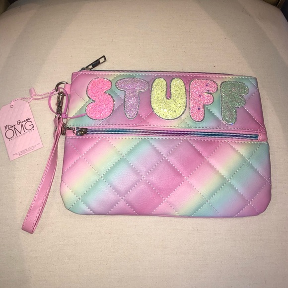✨NWT✨ Miss Gwen’s OMG Accessories Rainbow Pink Cosmetic STUFF Clutch Wristlet - Picture 5 of 7